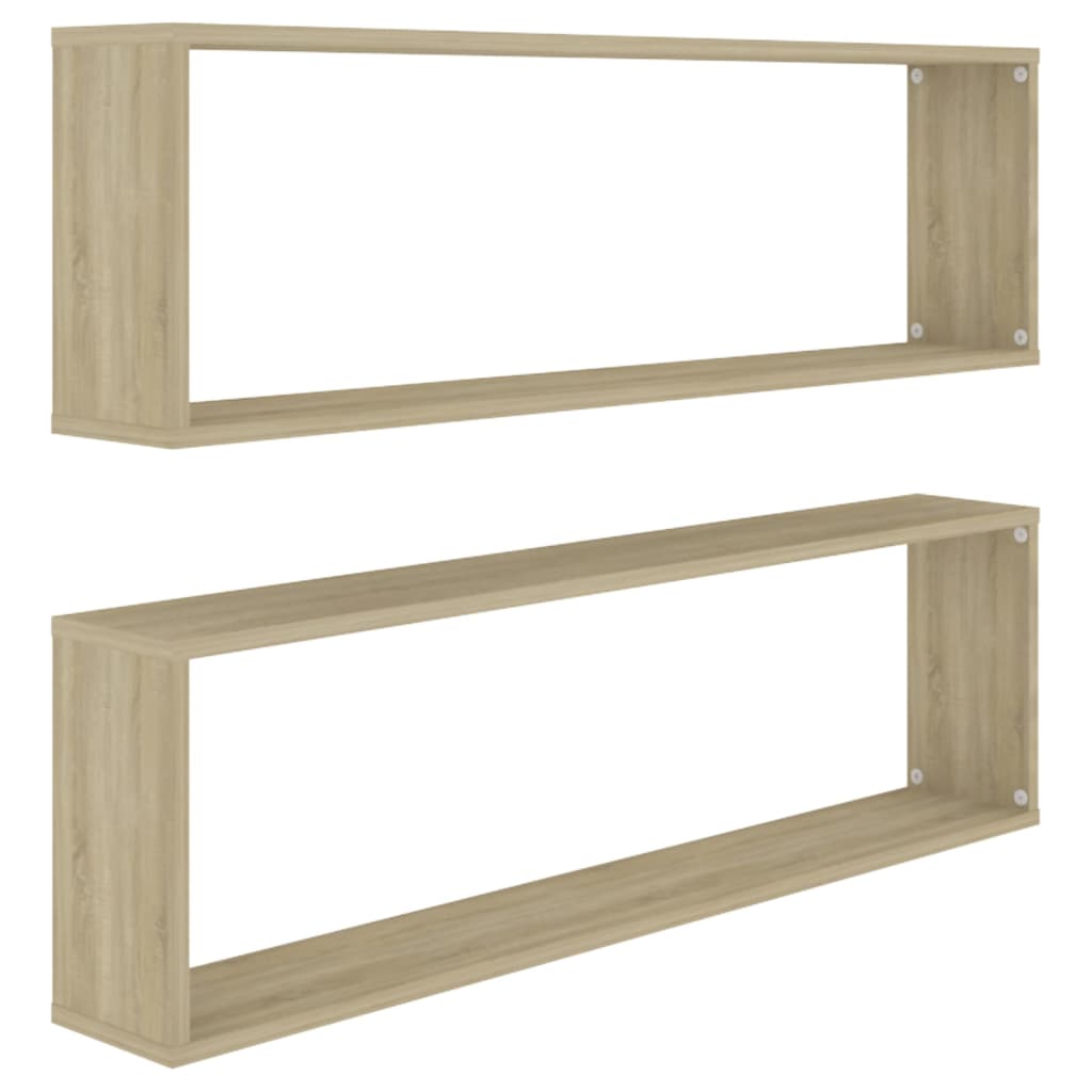 Wall Cube Shelf 2 pcs Sonoma Oak 100x15x30 cm Engineered Wood