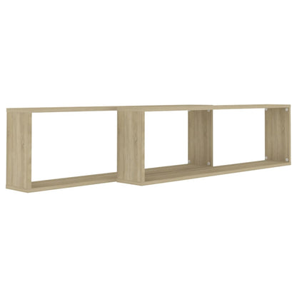 Wall Cube Shelf 2 pcs Sonoma Oak 100x15x30 cm Engineered Wood