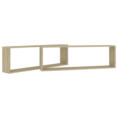 Wall Cube Shelf 2 pcs Sonoma Oak 100x15x30 cm Engineered Wood