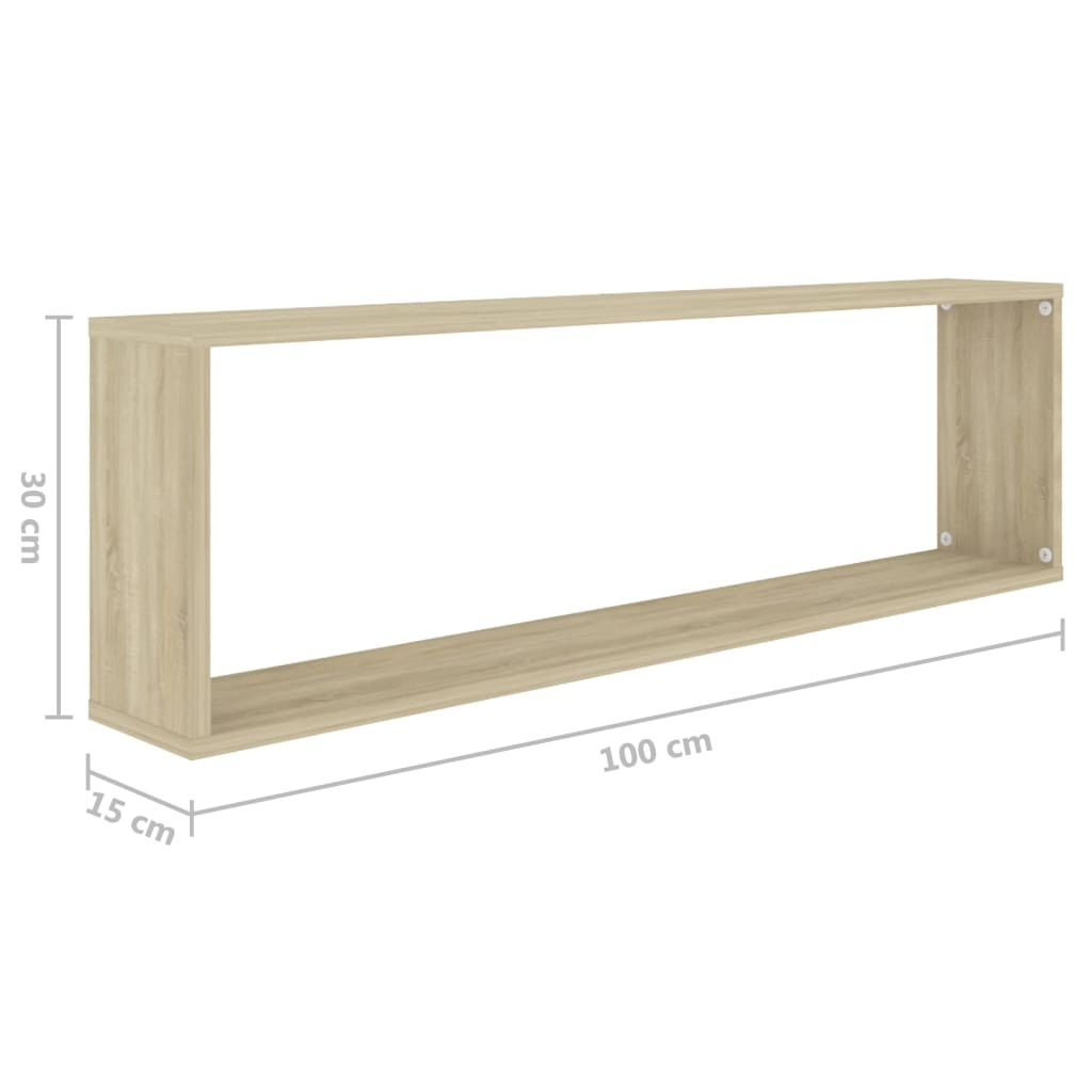 Wall Cube Shelf 2 pcs Sonoma Oak 100x15x30 cm Engineered Wood