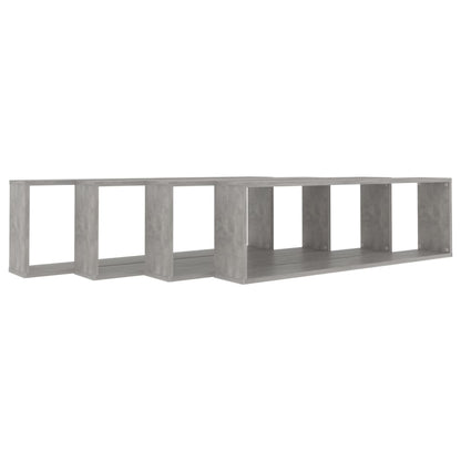 Wall Cube Shelf 4 pcs Concrete Grey 100x15x30 cm Engineered Wood