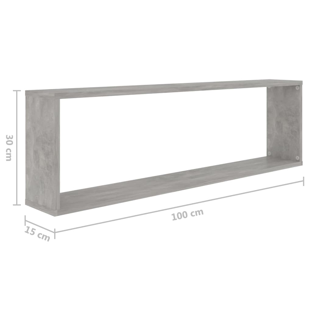 Wall Cube Shelf 4 pcs Concrete Grey 100x15x30 cm Engineered Wood