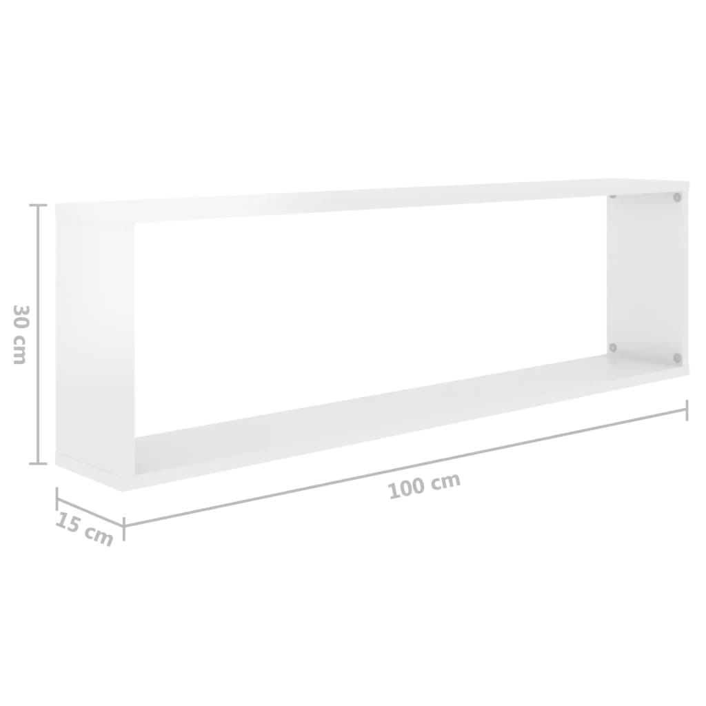 Wall Cube Shelf 4 pcs High Gloss White 100x15x30 cm Engineered Wood