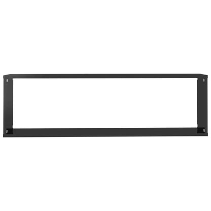 Wall Cube Shelf 2 pcs High Gloss Black 100x15x30 cm Engineered Wood