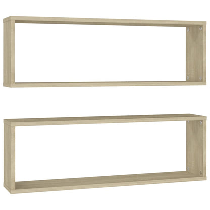 Wall Cube Shelf 2 pcs Sonoma Oak 80x15x26.5 cm Engineered Wood