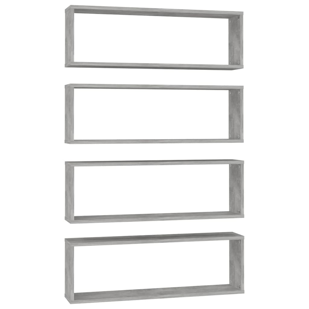 Wall Cube Shelf 4 pcs Concrete Grey 80x15x26.5 cm Engineered Wood