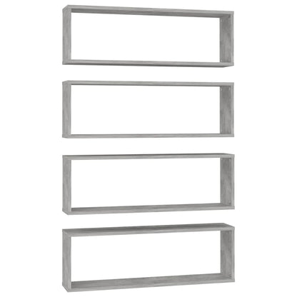 Wall Cube Shelf 4 pcs Concrete Grey 80x15x26.5 cm Engineered Wood