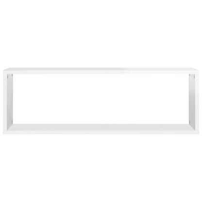 Wall Cube Shelf 2 pcs High Gloss White 80x15x26.5cm Engineered Wood