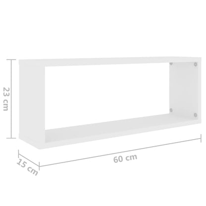 Wall Cube Shelf 2 pcs White 60x15x23 cm Engineered Wood