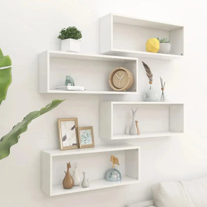 Wall Cube Shelf 4 pcs White 60x15x23 cm Engineered Wood