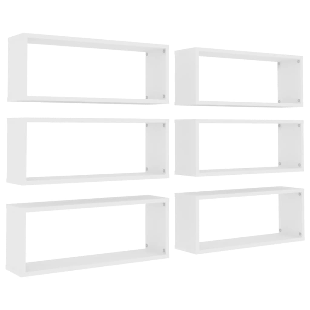 Wall Cube Shelf 6 pcs White 60x15x23 cm Engineered Wood