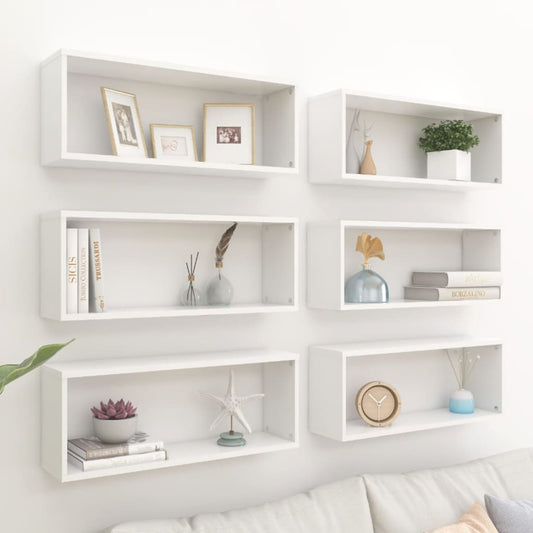 Wall Cube Shelf 6 pcs White 60x15x23 cm Engineered Wood