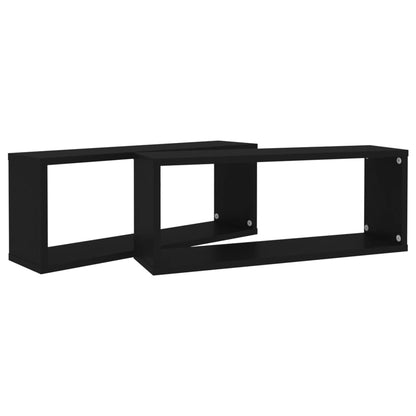 Wall Cube Shelf 2 pcs Black 60x15x23 cm Engineered Wood