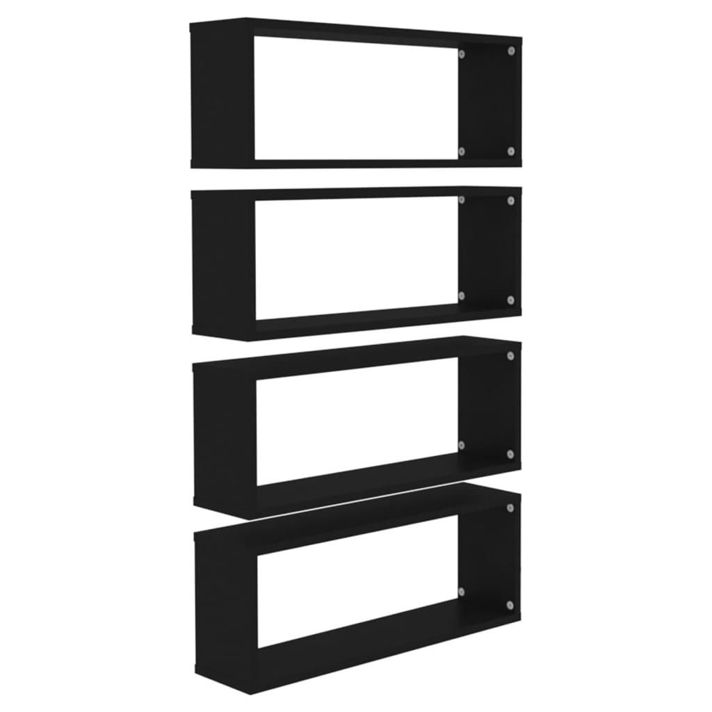 Wall Cube Shelf 4 pcs Black 60x15x23 cm Engineered Wood