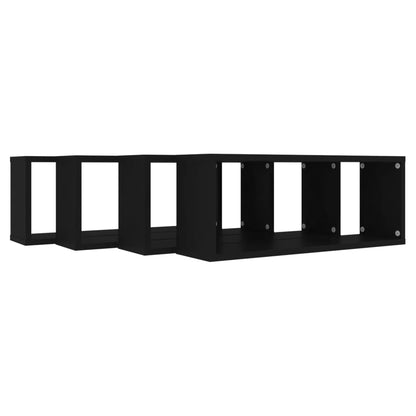 Wall Cube Shelf 4 pcs Black 60x15x23 cm Engineered Wood