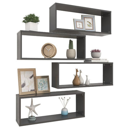 Wall Cube Shelf 4 pcs Grey 60x15x23 cm Engineered Wood