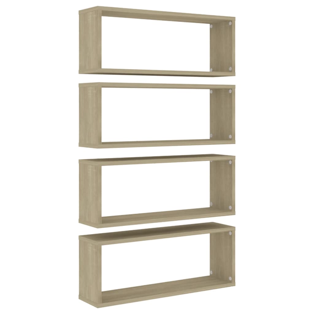 Wall Cube Shelf 4 pcs Sonoma Oak 60x15x23 cm Engineered Wood