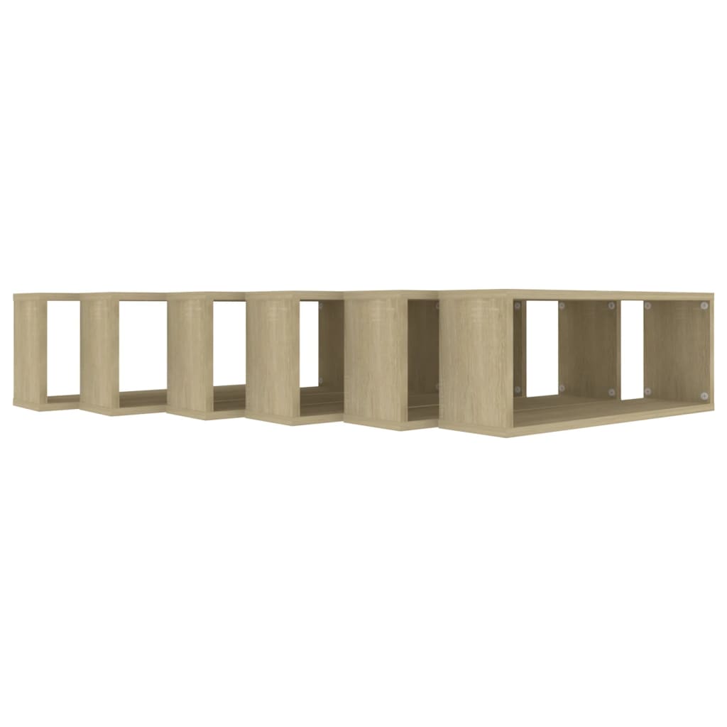 Wall Cube Shelf 6 pcs Sonoma Oak 60x15x23 cm Engineered Wood