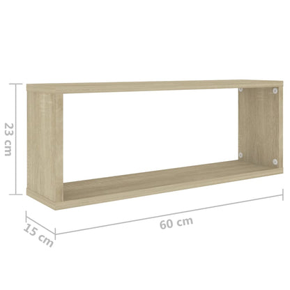 Wall Cube Shelf 6 pcs Sonoma Oak 60x15x23 cm Engineered Wood