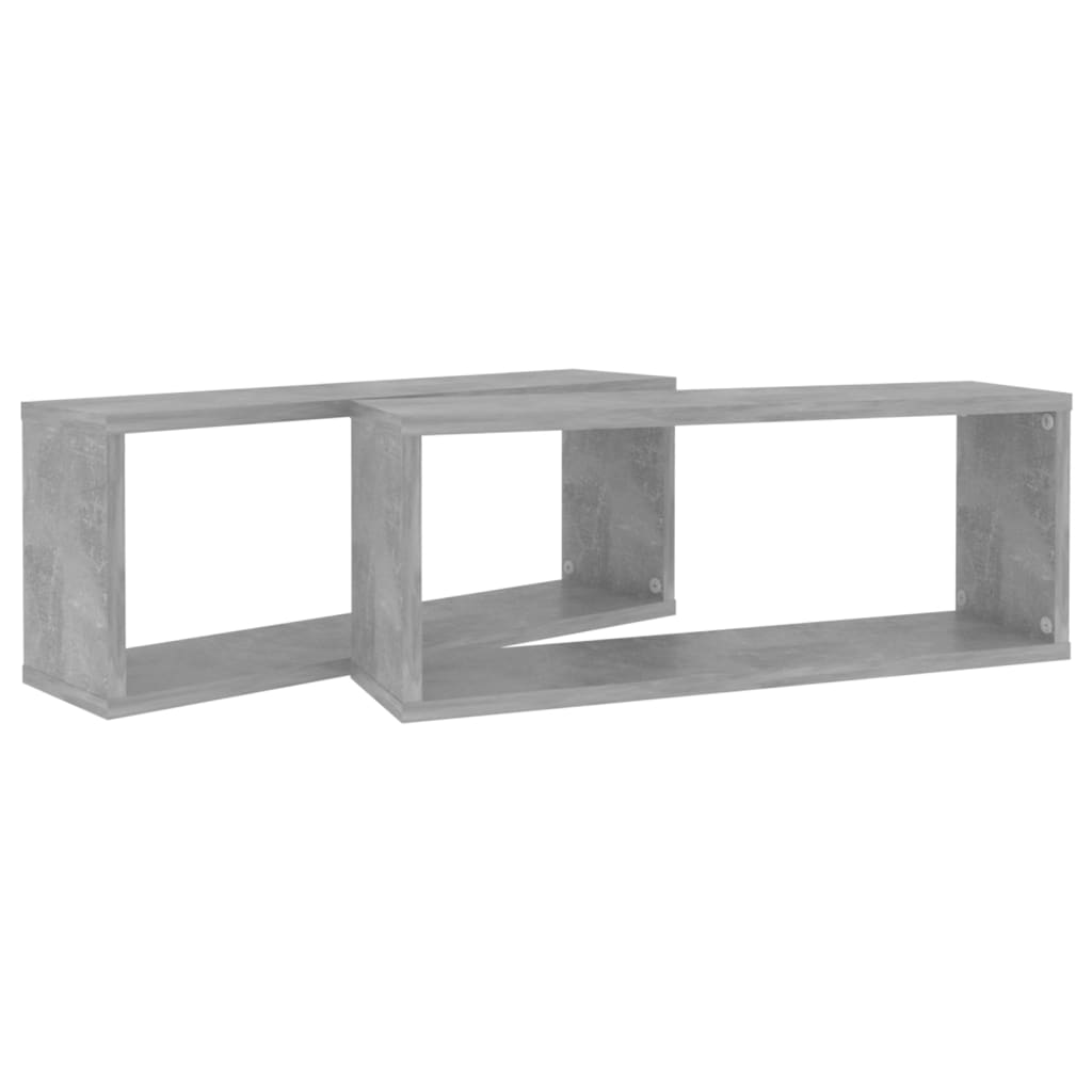 Wall Cube Shelf 2 pcs Concrete Grey 60x15x23 cm Engineered Wood