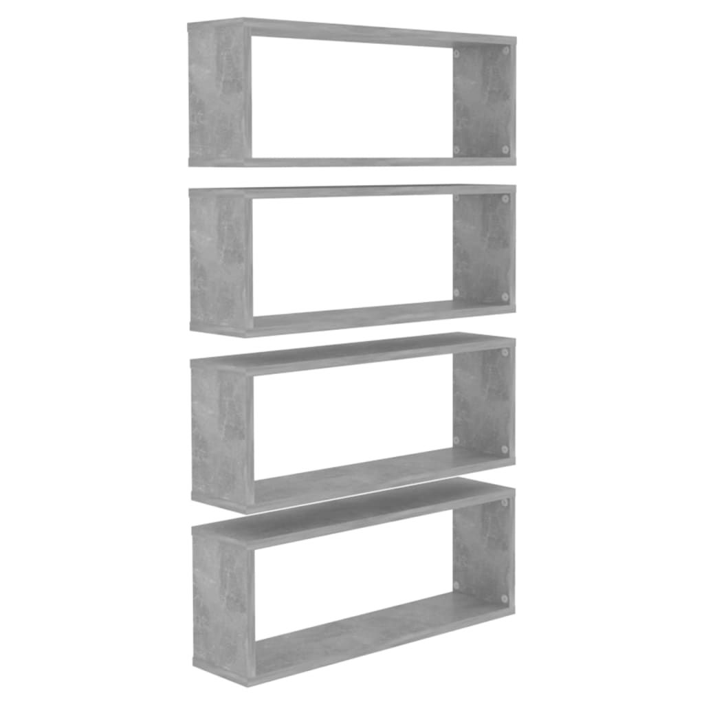 Wall Cube Shelf 4 pcs Concrete Grey 60x15x23 cm Engineered Wood