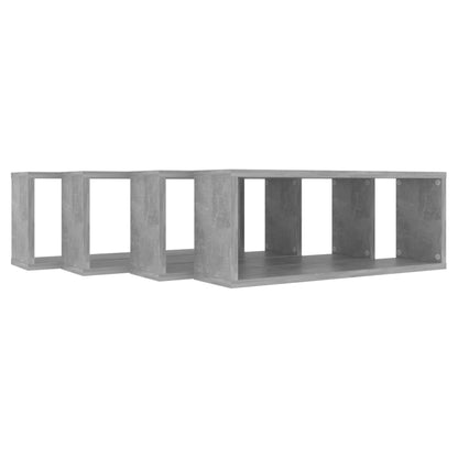 Wall Cube Shelf 4 pcs Concrete Grey 60x15x23 cm Engineered Wood