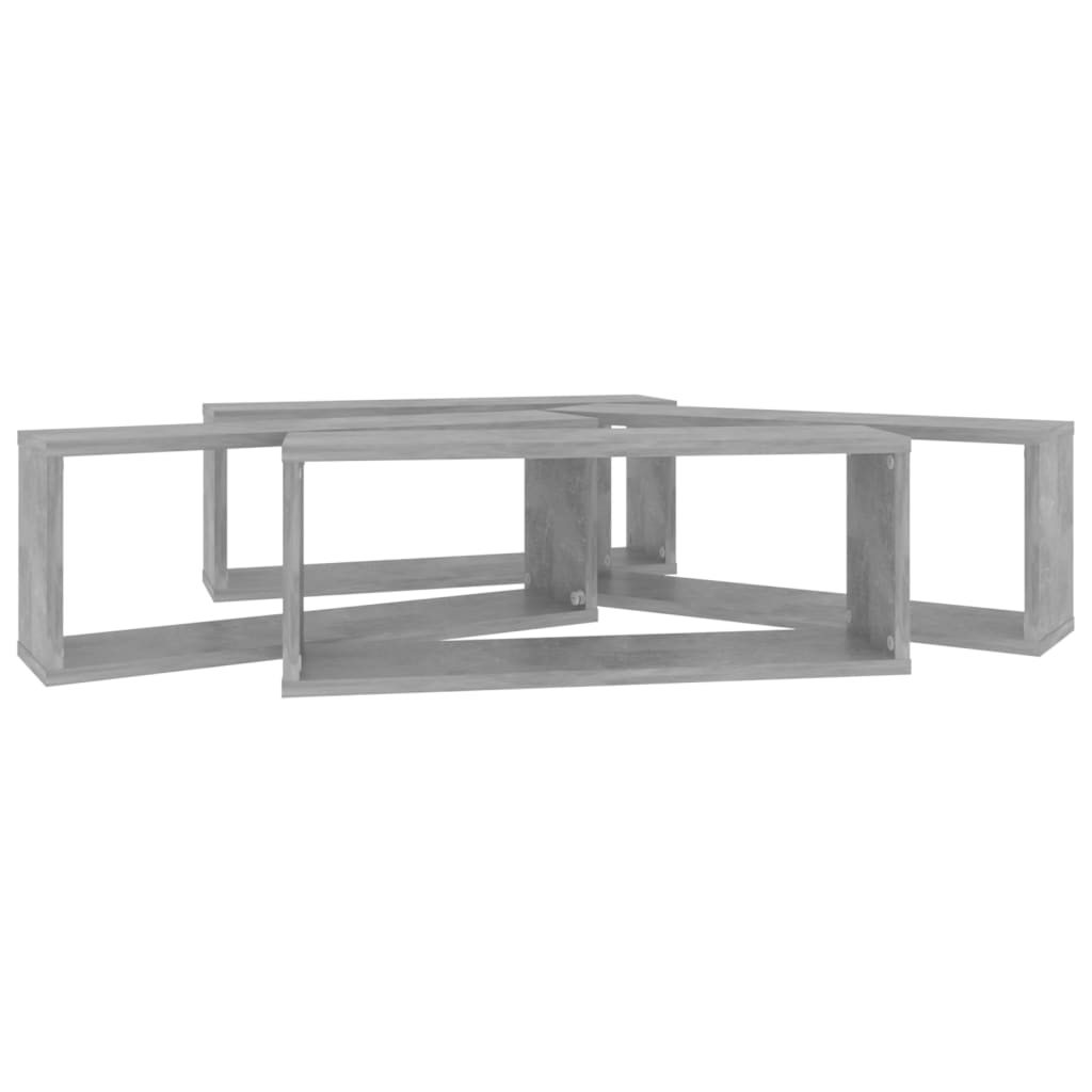 Wall Cube Shelf 4 pcs Concrete Grey 60x15x23 cm Engineered Wood