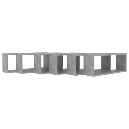 Wall Cube Shelf 6 pcs Concrete Grey 60x15x23 cm Engineered Wood