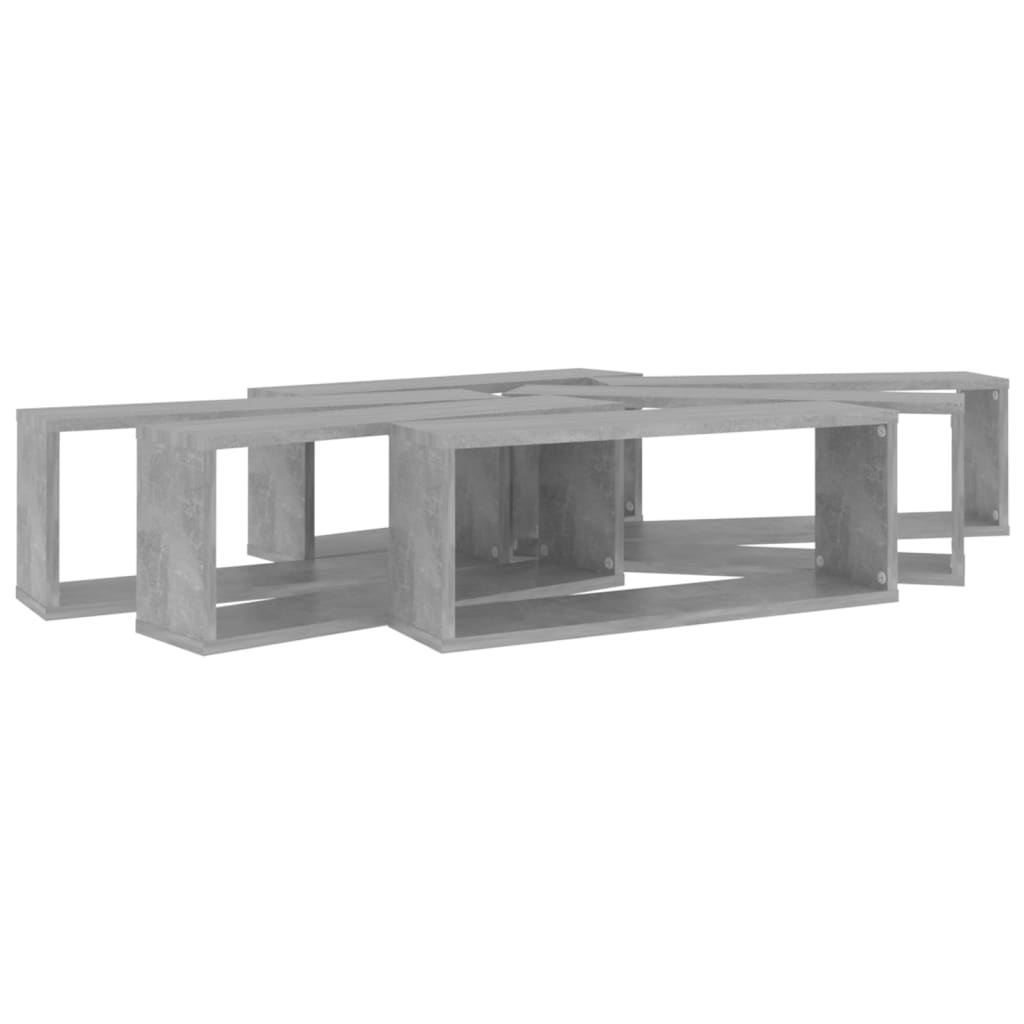 Wall Cube Shelf 6 pcs Concrete Grey 60x15x23 cm Engineered Wood