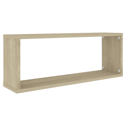 Wall Cube Shelf 2 pcs White and Sonoma Oak 60x15x23 cm Engineered Wood