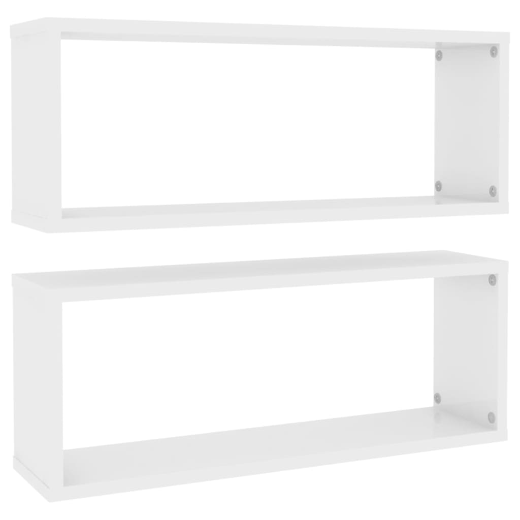 Wall Cube Shelf 2 pcs High Gloss White 60x15x23 cm Engineered Wood