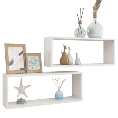 Wall Cube Shelf 2 pcs High Gloss White 60x15x23 cm Engineered Wood