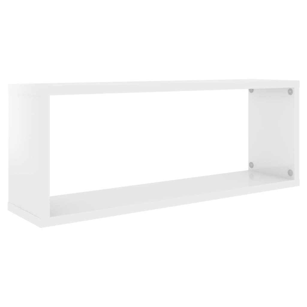 Wall Cube Shelf 2 pcs High Gloss White 60x15x23 cm Engineered Wood