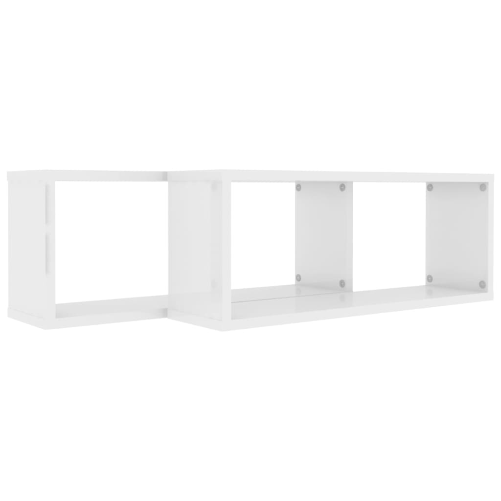 Wall Cube Shelf 2 pcs High Gloss White 60x15x23 cm Engineered Wood