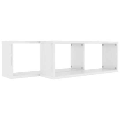 Wall Cube Shelf 2 pcs High Gloss White 60x15x23 cm Engineered Wood