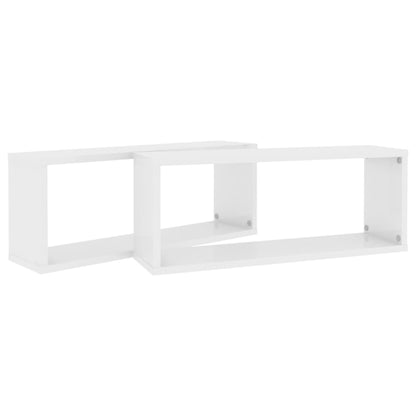 Wall Cube Shelf 2 pcs High Gloss White 60x15x23 cm Engineered Wood