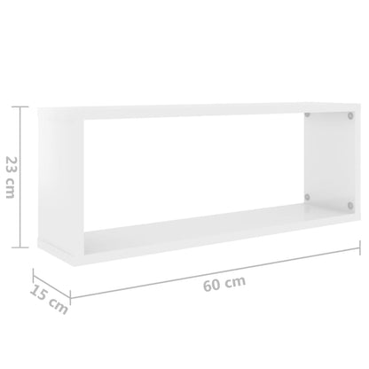 Wall Cube Shelf 2 pcs High Gloss White 60x15x23 cm Engineered Wood