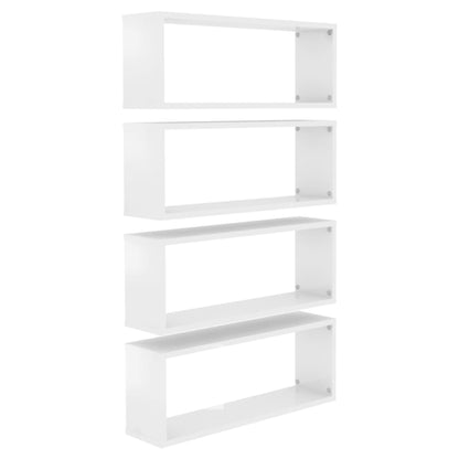 Wall Cube Shelf 4 pcs High Gloss White 60x15x23 cm Engineered Wood