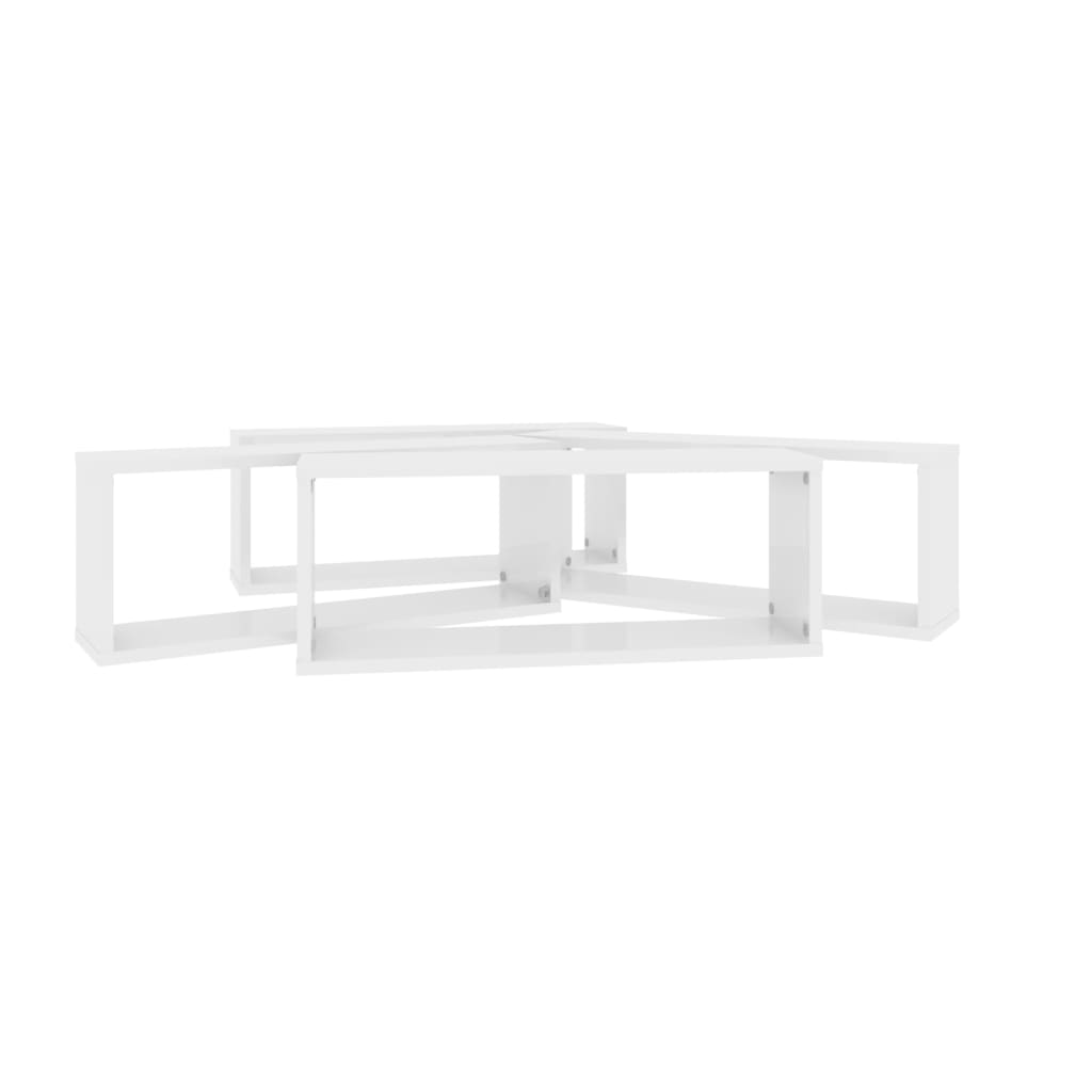 Wall Cube Shelf 4 pcs High Gloss White 60x15x23 cm Engineered Wood