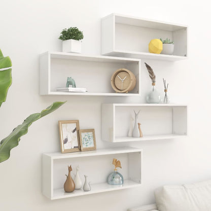 Wall Cube Shelf 4 pcs High Gloss White 60x15x23 cm Engineered Wood