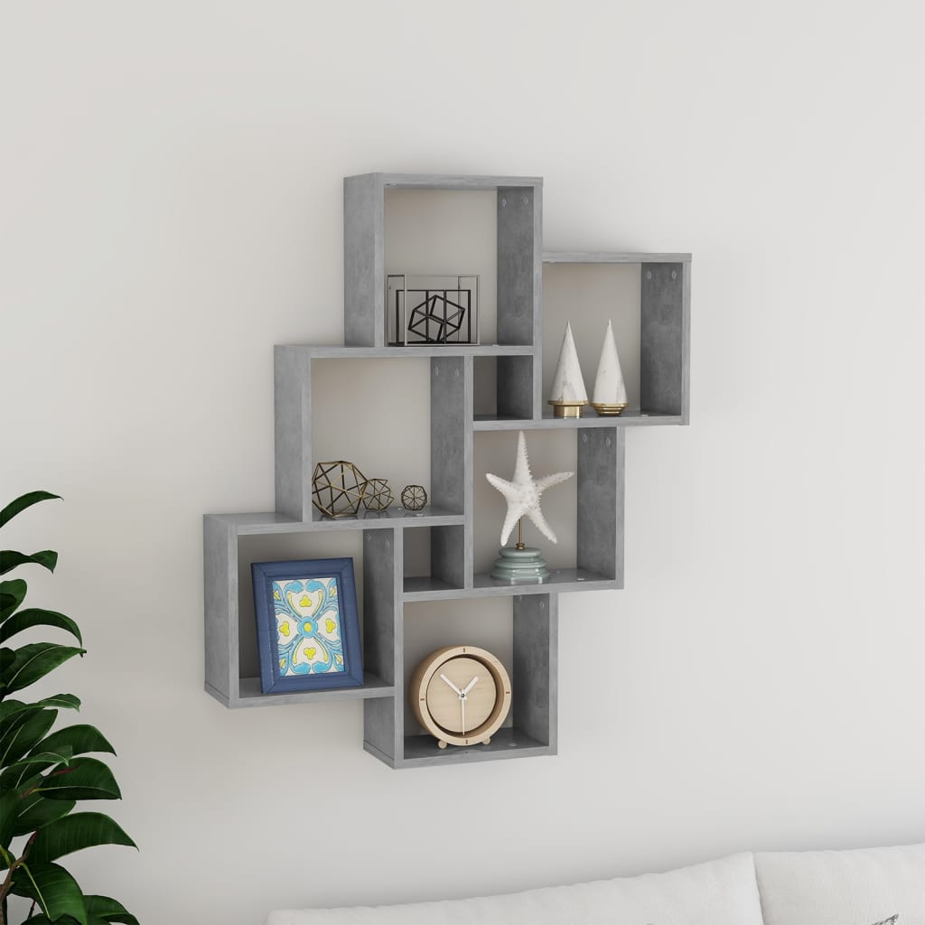 Wall Cube Shelf Concrete Grey 78x15x93 cm Engineered Wood