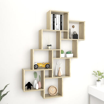 Wall Cube Shelf Sonoma Oak 90x15x119 cm Engineered Wood