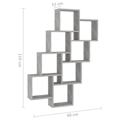 Wall Cube Shelf Concrete Grey 90x15x119 cm Engineered Wood