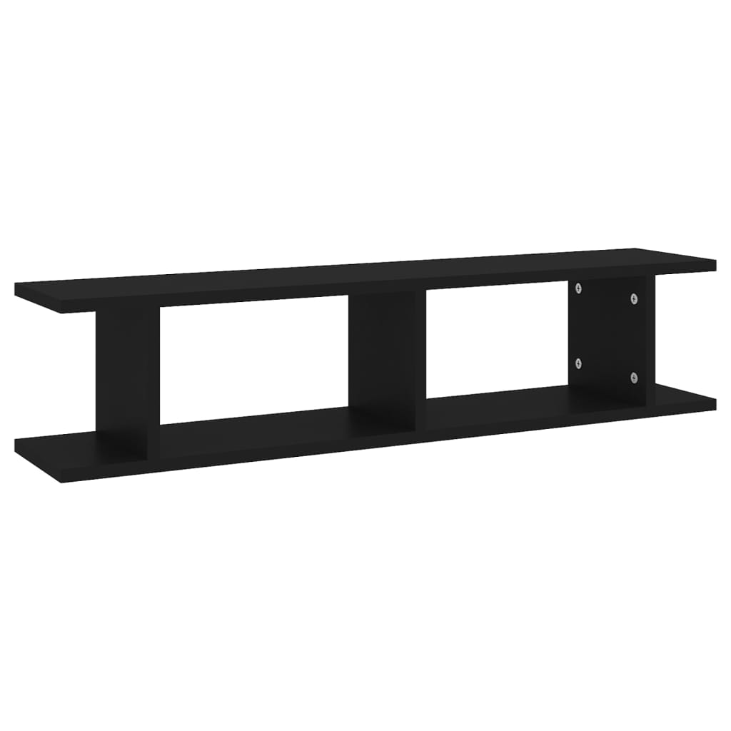 Wall Shelf 2 pcs Black 90x18x20 cm Engineered Wood