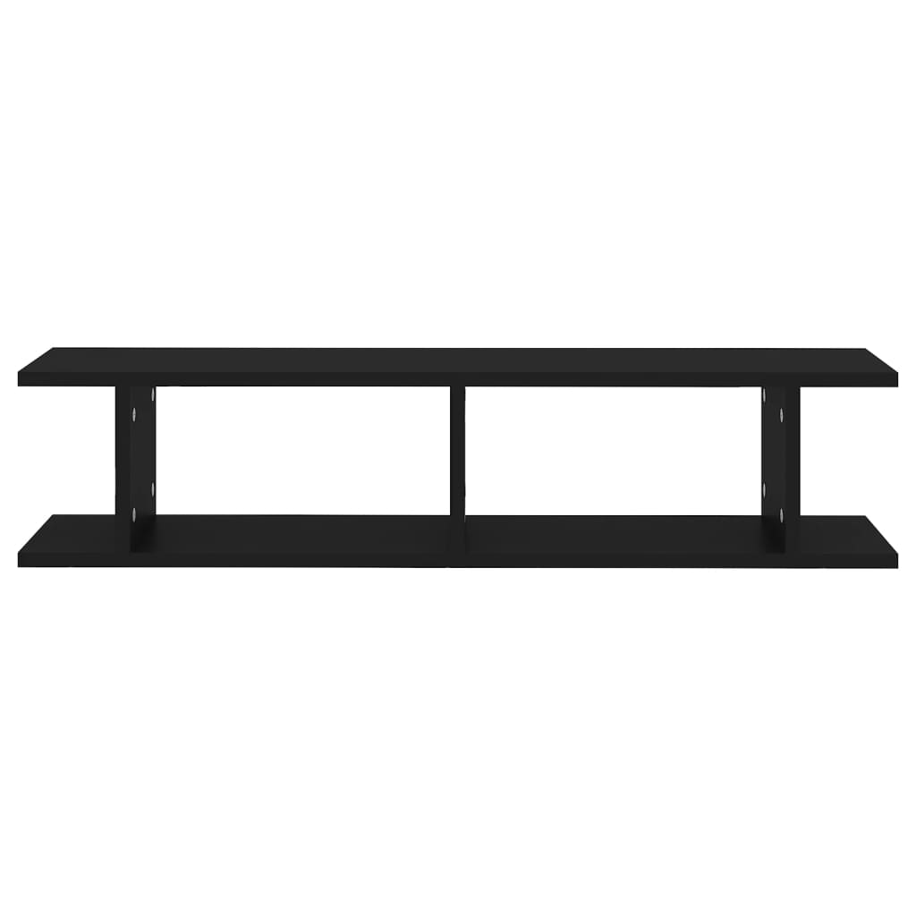 Wall Shelf 2 pcs Black 90x18x20 cm Engineered Wood