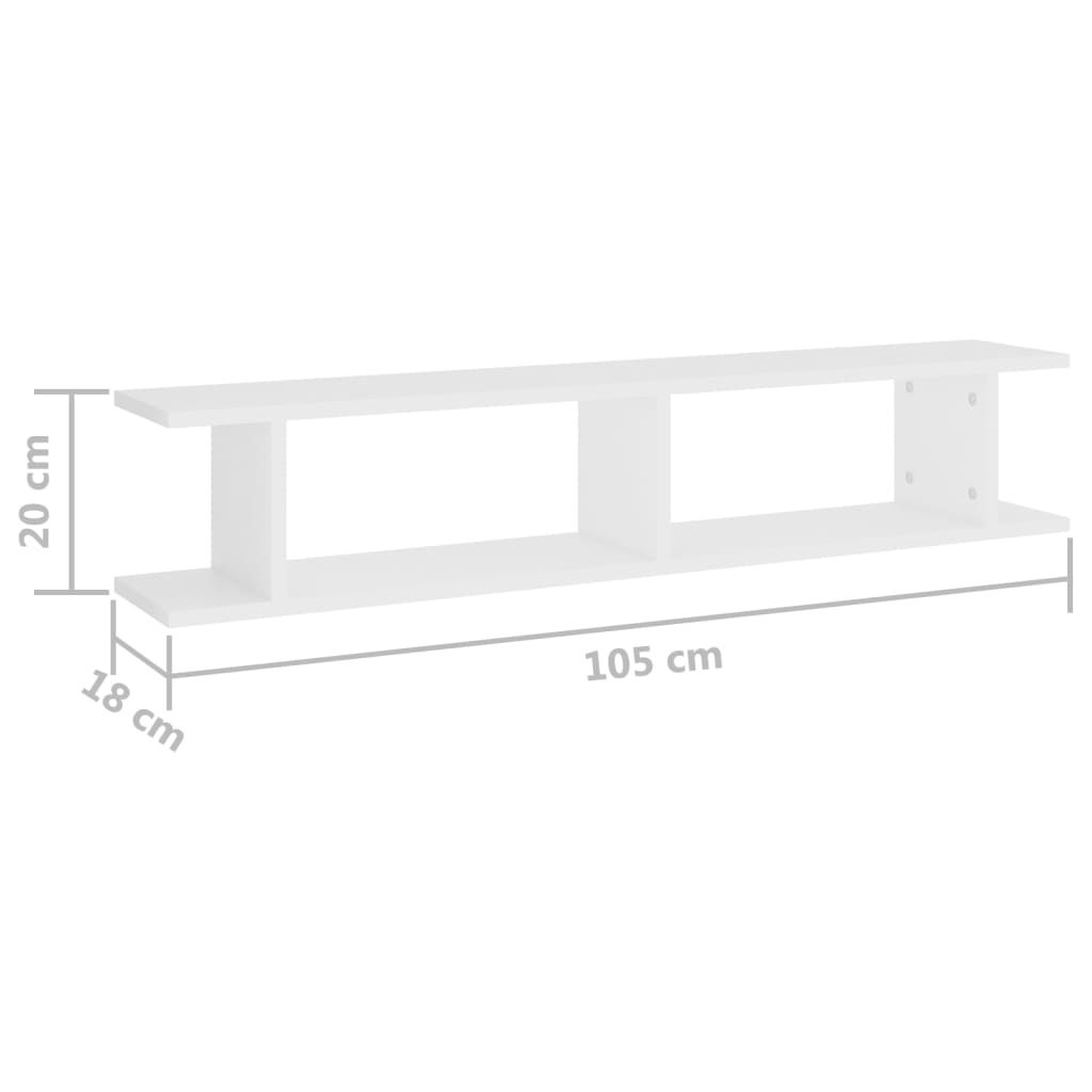 Wall Shelf 2 pcs White 105x18x20 cm Engineered Wood