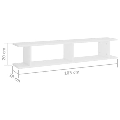 Wall Shelf 2 pcs White 105x18x20 cm Engineered Wood