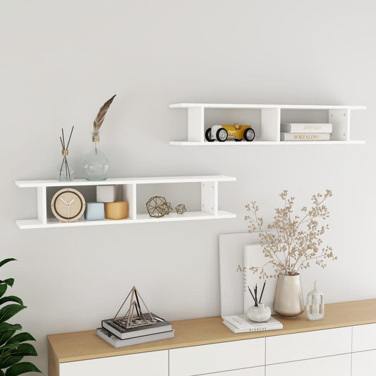 Wall Shelf 2 pcs White 105x18x20 cm Engineered Wood