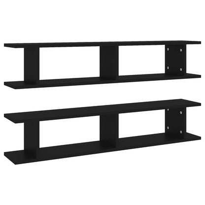 Wall Shelf 2 pcs Black 105x18x20 cm Engineered Wood