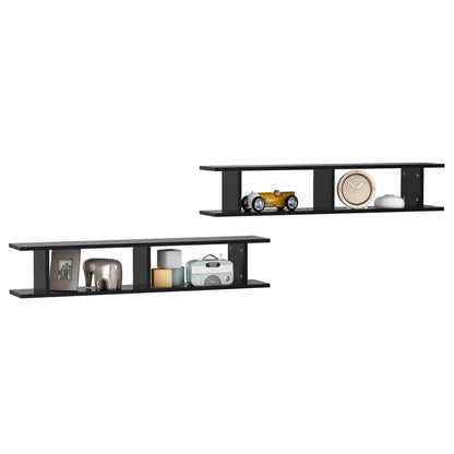 Wall Shelf 2 pcs Black 105x18x20 cm Engineered Wood